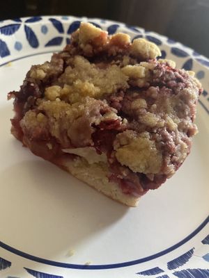 Vegan coffee cafe with fresh berries  at Angeline's Bakery and Cafe in Sisters