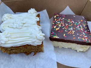 Carrot cake and Rice Krispie treat  at Angeline's Bakery and Cafe in Sisters