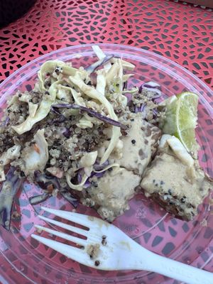 Tempeh bowl - only 1/2 the serving (we were splitting it, this is on the top of the container)  at Angeline's Bakery and Cafe in Sisters