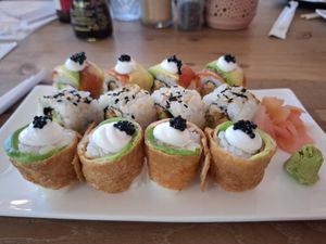 Vegan sushi at Blue Kiwi Organic Market & Cafe' in Cape Town