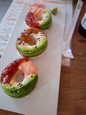 Vegan sushi donuts at Blue Kiwi Organic Market & Cafe' in Cape Town