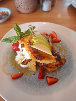 Vegan croissant French toast at Blue Kiwi Organic Market & Cafe' in Cape Town