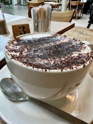 Cappuccino with oat milk   at Birnam Arts in Dunkeld