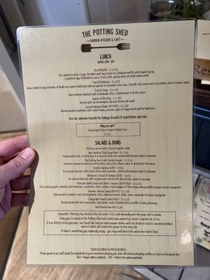 Menu p2  at The Potting Shed Cafe in St Albans