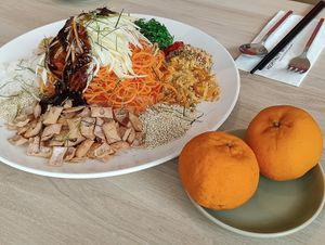 Vegetarian lou hei at Thai Accent in Central Singapore
