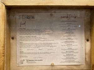 Wall menu at Etérea in New York City