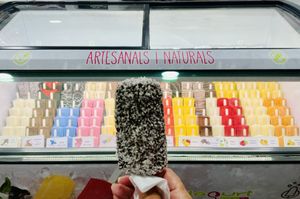 So many choices of frozen treats! at Llagurt in Valencia