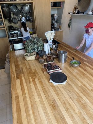 Inside of location (large kitchen setup)  at Tamales Madre in Mexico City