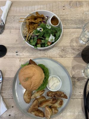 “BLT” burger and satay Bali bowl at I Feel Good Cafe in Gerringong