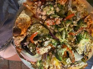 Veggie pizza at Pizza Rustica in Miami Beach