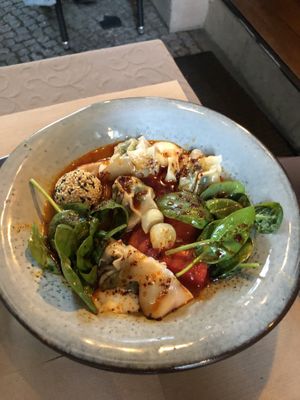 Pictured are the spinach wantans  at Lucky Leek in Berlin