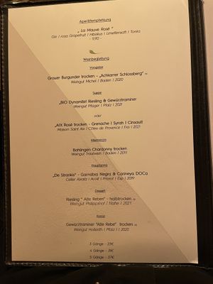 Wine menu  at Lucky Leek in Berlin