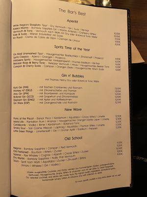 Drinks menu  at Lucky Leek in Berlin