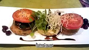 Open Cordon Bleu with Beetroot, White Bean Puree, Coriander and Cranberry Jus at Lucky Leek in Berlin