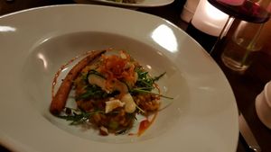 Carrot and feta risotto with the best vegan feta I've ever had at Lucky Leek in Berlin