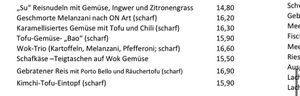 Diese Gerichte sind vegan bzw können vegan zubereitet werden (außer die Käse-Gerichte)   at ON in Vienna