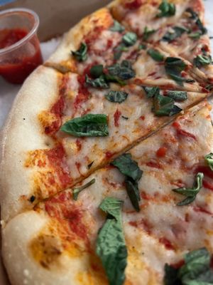 Vegan cheese pizza with Miyoko’s cheese  #Veganuary at Off Center Patio & Pub in Hilliard