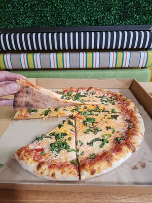 NY style pizza at Off Center Patio & Pub in Hilliard