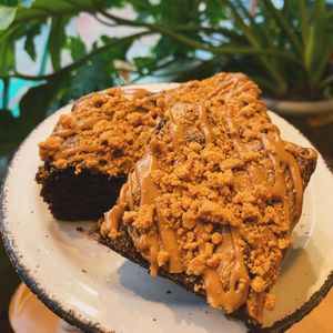 Vegan Biscoff brownies at The Monocle Cafe in Macclesfield
