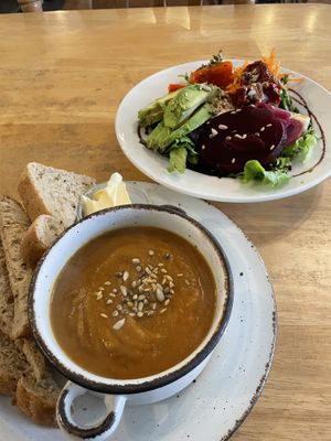 Sweet potato, parsnip soupp  at The Monocle Cafe in Macclesfield