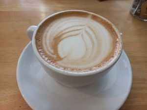 Oat latte at The Monocle Cafe in Macclesfield