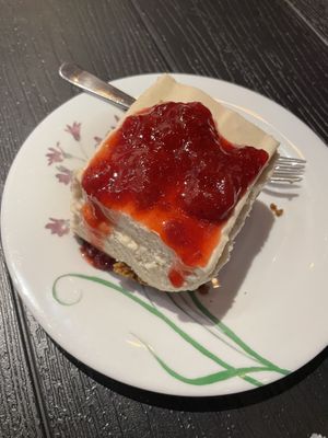 Cheesecake with strawberry jam preserves   at Rise Above in St Catharines