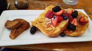 French breakfast and sausage at Rise Above in St Catharines