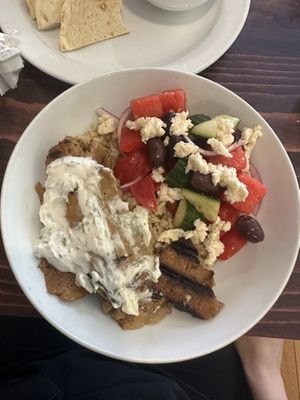 Souvlaki bowl  at Rise Above in St Catharines