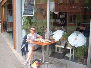 enjoying fab vegan lunch/dessert at Rise Above at Rise Above in St Catharines