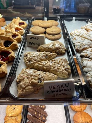 Vegan molasses cookies and vegan cranberry spice scones   at Grind-On Coffee Company in Newark