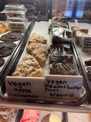 Vegan cinnamon apple scone and vegan peanut butter swirl brownie  at Grind-On Coffee Company in Newark