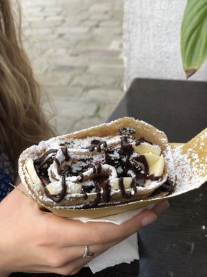 Traditional sweet crepe with added strawberries   at Crepes House by PePe in Venice
