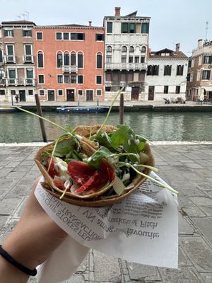 My favorite of the four! Grecia Vegan w/o olives & w/ sliced almonds   at Crepes House by PePe in Venice