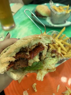 Cheese burger with pepperoni   at Fast Vegan in Fuengirola