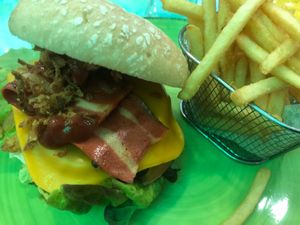 Cheese and bacon burger!  at Fast Vegan in Fuengirola