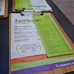 Menú page 1 at Fast Vegan in Fuengirola