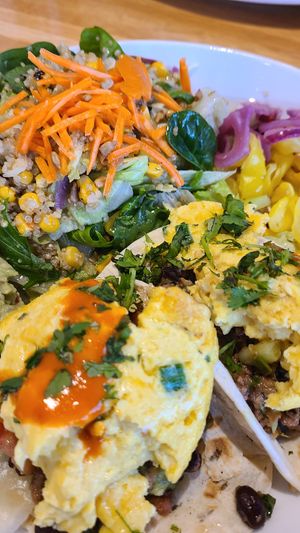 Just Egg Breakfast Tacos at Silver Diner in Ashburn