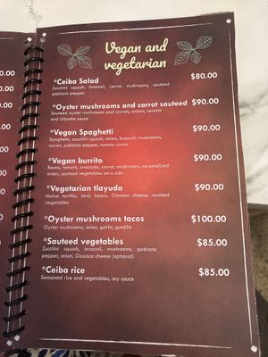 Some of the vegan options   at Mundo Ceiba in Oaxaca