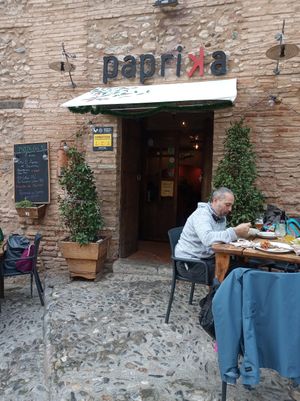 Fachada y nuestra mesa at Paprika in Granada
