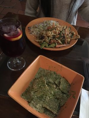 Pesto pasta and thai curry, with a tinto de verano. at Paprika in Granada
