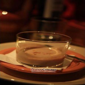 Free aperitif. Soya milk with banana and chilli. at Paprika in Granada