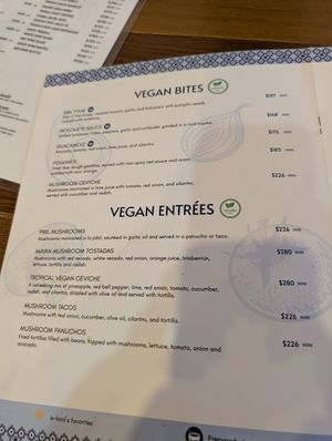 Menu page with the vegan options. at Ix Kool in Cozumel
