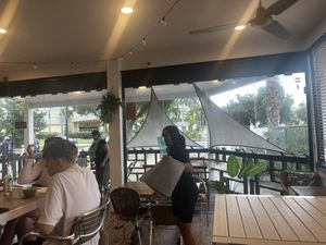 Outdoor patio steps to the beach #Veganuary at Green Gamut in Grand Bahama