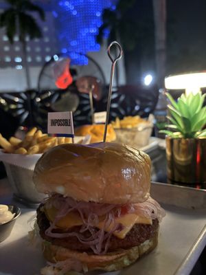 Juicy impossible burger   at Burger Meister in Miami Beach