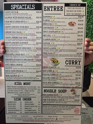 Menu as of November 2025 at Daughter Thai in Lovettsville