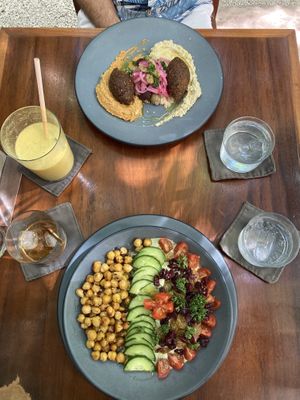 Chickpea salad and hummus   at Arcana in Playa Del Carmen