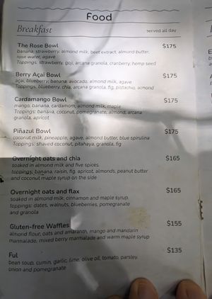 Menu at Arcana in Playa Del Carmen