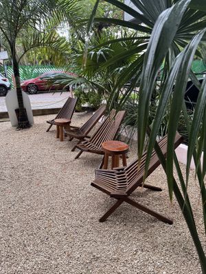 Some of the outdoor seatingg  at Arcana in Playa Del Carmen