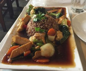 tofu with rice nice food, I like at Araya's Place - University District in Seattle