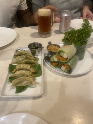 Gyoza and fresh rolls  at Araya's Place - University District in Seattle
